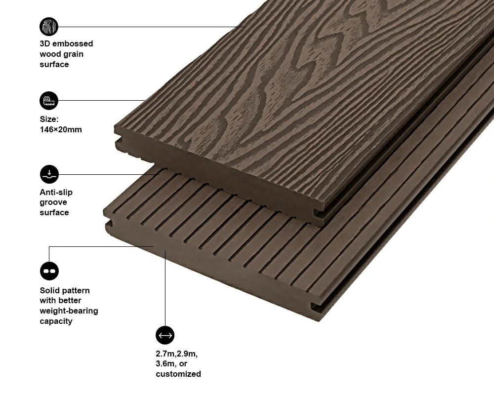 De146h20 – 3d Embossed Decking Feature Chocolate De146h20 – 3d Embossed Decking Feature Chocolate